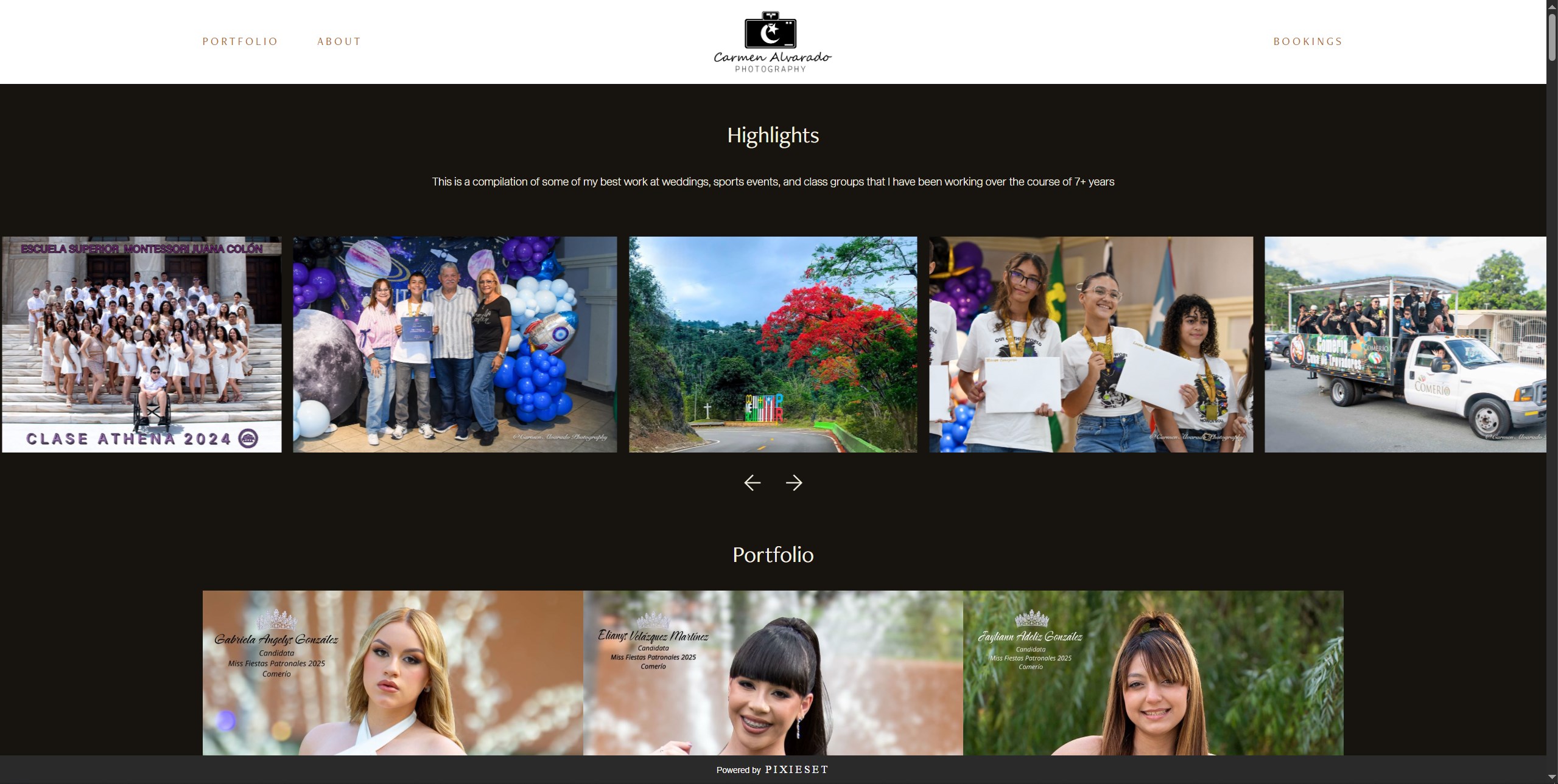 Carmen Alvarado Photography website preview